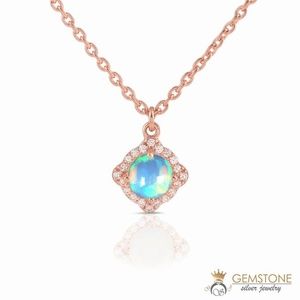 14k Rose Gold Vermeil Opal Necklace-Life
